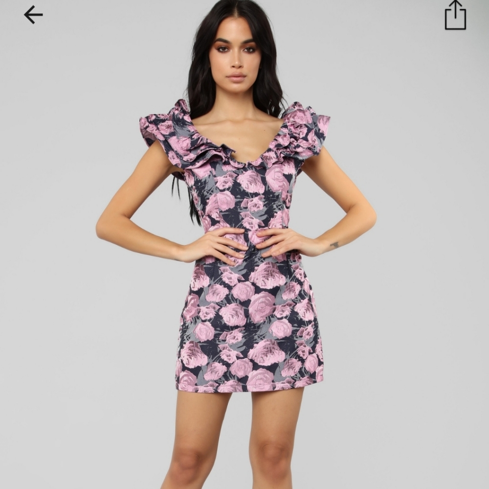 Cute Pink and Black Floral Dress